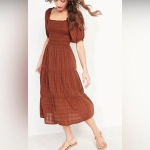 Old Navy Puff Sleeve Smocked Maxi Dress Large Tall